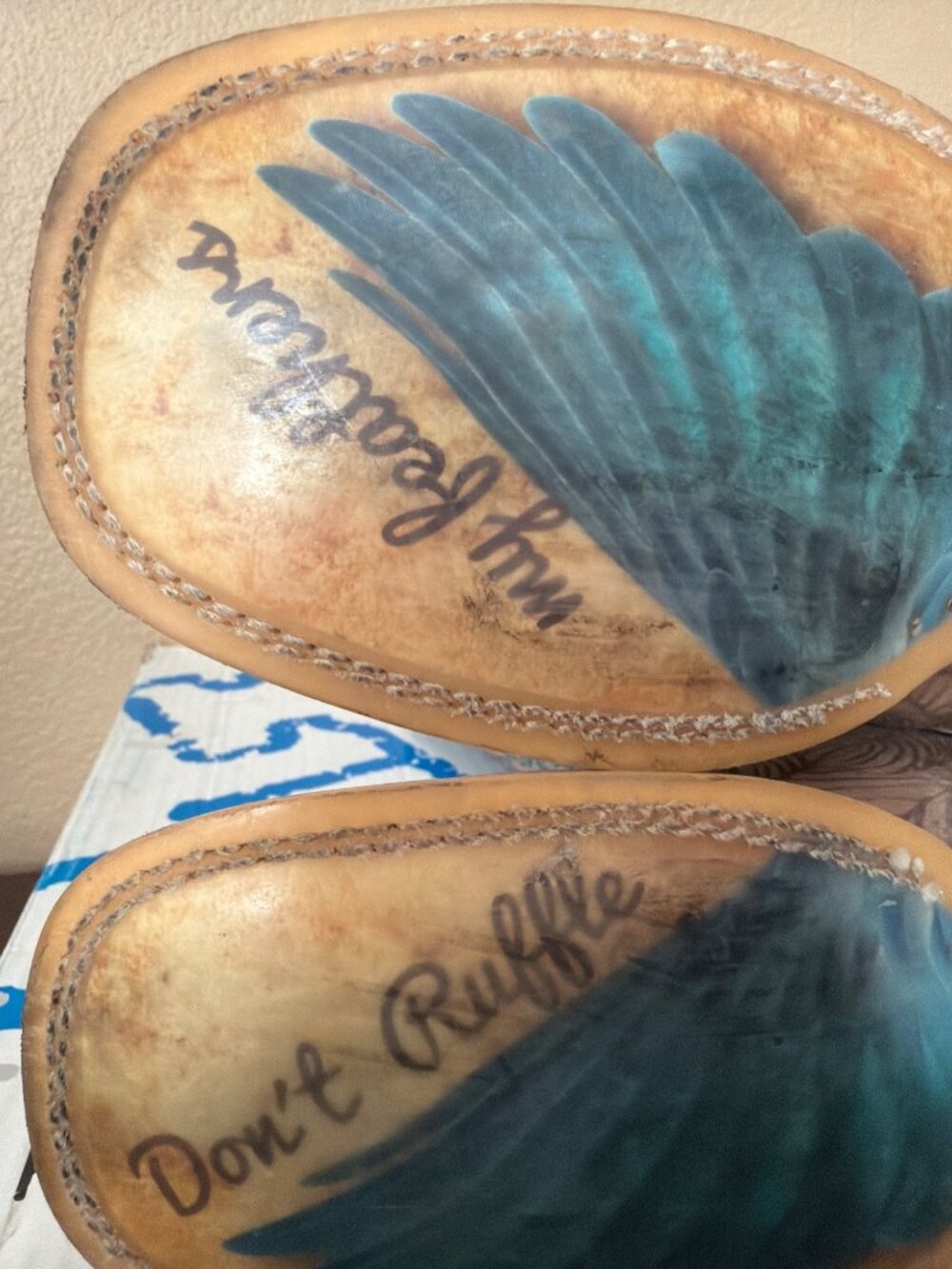 Tin Haul Boots Don't Ruffle My Feathers Angel Wing Women's Siz 6.5 Used w/Box - Picture 14 of 16